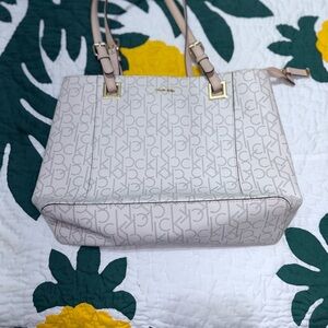 Calvin Klein Cream Logo Tote Bag